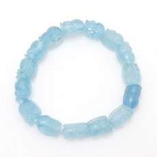 画像4: 【 一点物 】 アクアマリン 貔貅 ヒキュウ ブレスレット ブラジル産 Aquamarine 緑柱石 ひきゅう 彫り物 お守り 天然石 パワーストーン (4)