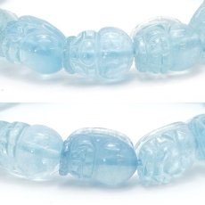 画像3: 【 一点物 】 アクアマリン 貔貅 ヒキュウ ブレスレット ブラジル産 Aquamarine 緑柱石 ひきゅう 彫り物 お守り 天然石 パワーストーン (3)