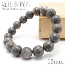 画像1: 近江多賀石 グレー ブレスレット 12mm 滋賀県 OHMI TAGA Stone 天然石 パワーストーン 日本銘石 カラーストーン (1)