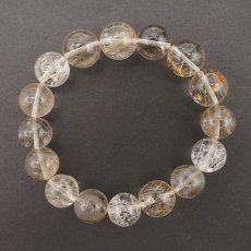 画像3: 山梨ゴールドルチルクォーツ 13mm ブレスレット 山梨県産 【 一点もの 】 Yamanashi Silver Rutile Quartz 日本銘石 パワーストーン 天然石 カラーストーン (3)