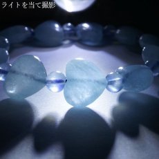 画像4: アクアマリン ブレスレット ハート ブラジル産 【 一点物 】 Aquamarine 緑柱石 藍柱石 藍玉 水色 浄化 お守り 天然石 パワーストーン カラーストーン (4)