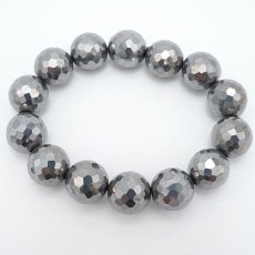 画像3: テラヘルツ鉱石ブレスレット ミラーカット16mm テラヘルツブレスレット テラヘルツ ブレスレットTerahertz jewelry 健康 天然石 パワーストーン (3)