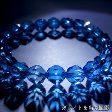 画像4: ブルートパーズ 約8mm スターカット ブレスレット ブラジル産 【一点物】 Blue topaz 天然石 パワーストーン カラーストーン (4)