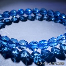 画像8: ブルートパーズ 約6mm スターカット ブレスレット ブラジル産 【一点物】 Blue topaz 天然石 パワーストーン カラーストーン (8)