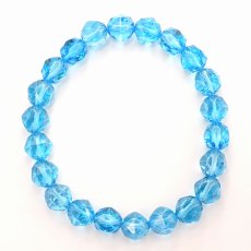 画像3: ブルートパーズ 約8mm スターカット ブレスレット ブラジル産 【一点物】 Blue topaz 天然石 パワーストーン カラーストーン (3)