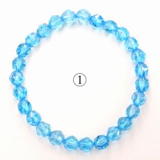 画像3: ブルートパーズ 約6mm スターカット ブレスレット ブラジル産 【一点物】 Blue topaz 天然石 パワーストーン カラーストーン (3)