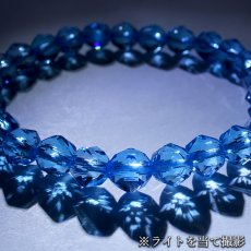 画像4: ブルートパーズ 約6mm スターカット ブレスレット ブラジル産 【一点物】 Blue topaz 天然石 パワーストーン カラーストーン (4)