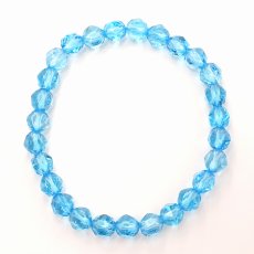 画像3: ブルートパーズ 約6mm スターカット ブレスレット ブラジル産 【一点物】 Blue topaz 天然石 パワーストーン カラーストーン (3)