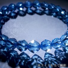 画像4: ブルートパーズ 約6mm スターカット ブレスレット ブラジル産 【一点物】 Blue topaz 天然石 パワーストーン カラーストーン (4)